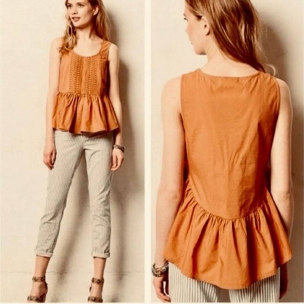 Anthropologie Burnt Orange Babydoll Tank